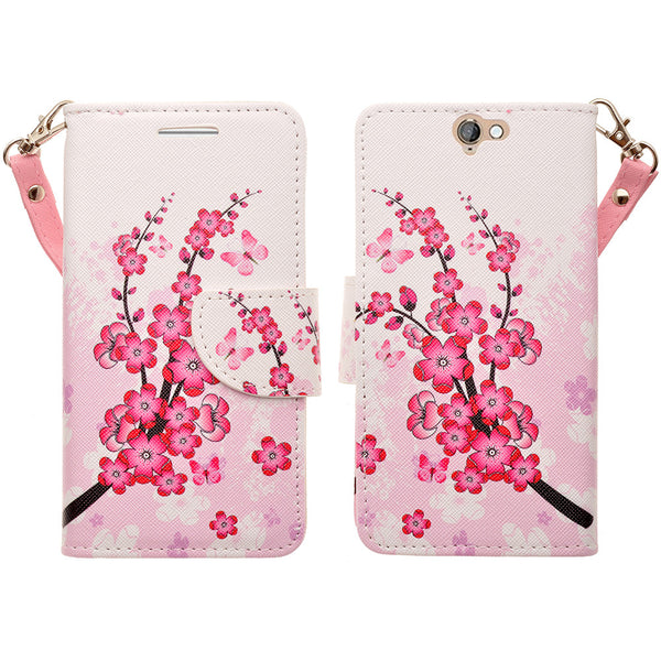 HTC One A9 leather wallet case - cherry blossom - www.coverlabusa.com