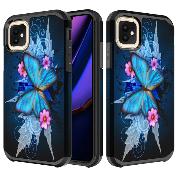 apple iphone 12 hybrid case - blue butterfly - www.coverlabusa.com
