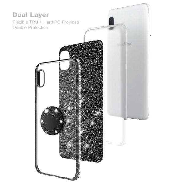 samsung galaxy a10e glitter bling fashion case - black - www.coverlabusa.com