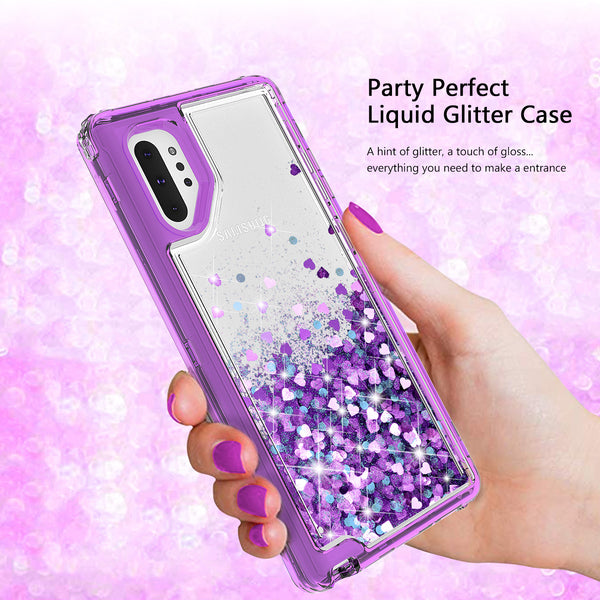 hard clear glitter phone case for samsung galaxy note 10 - purple - www.coverlabusa.com 