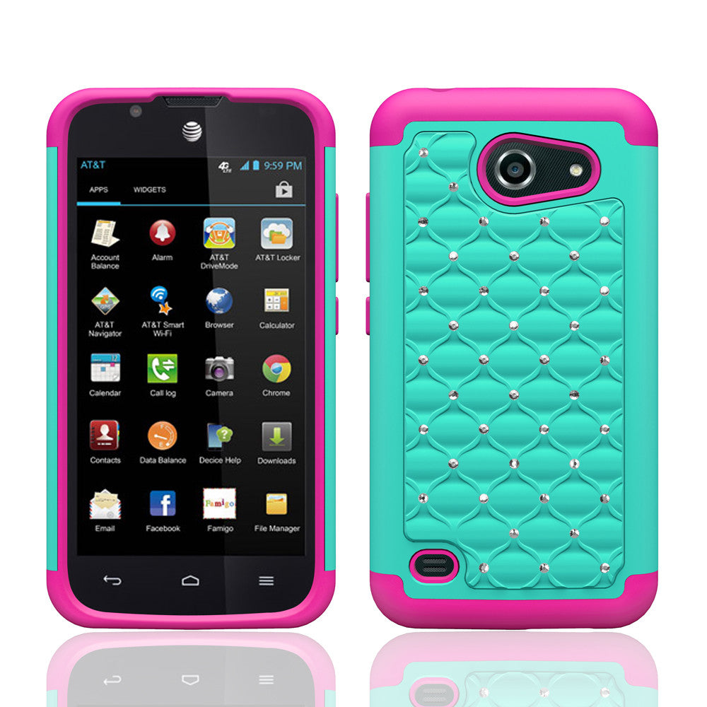 Huawei Fusion3 Rhinestone Case - teal/hot pink - www.coverlabusa.com