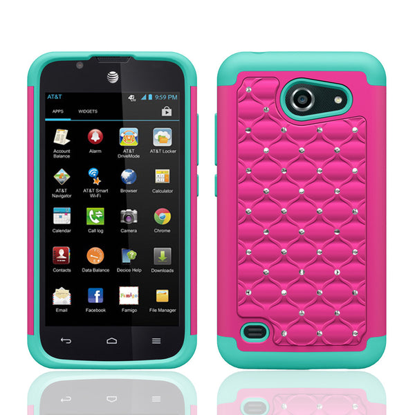 Huawei Fusion3 Rhinestone Case - hot pink/teal - www.coverlabusa.com