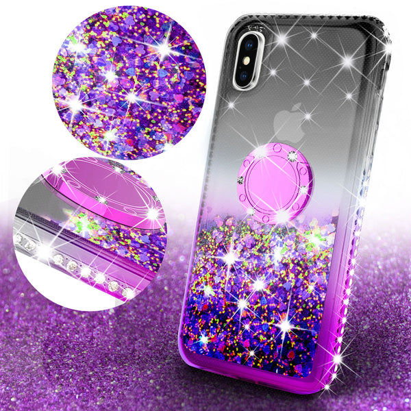 glitter ring phone case for Apple iPhone XR - black/purple gradient - www.coverlabusa.com