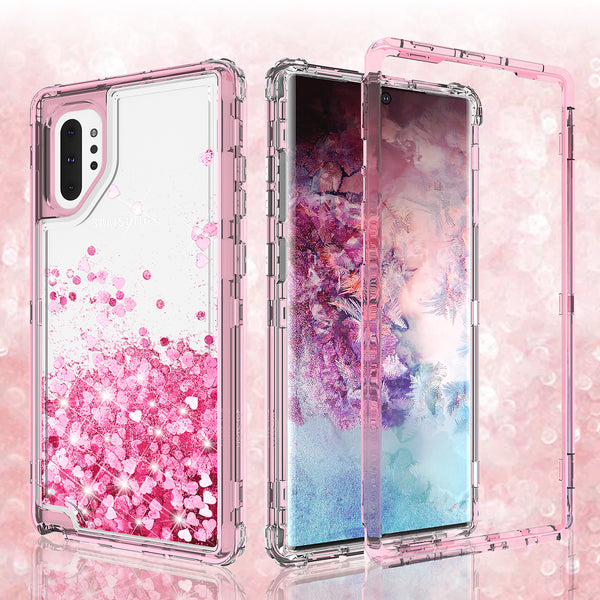 hard clear glitter phone case for samsung galaxy note 10 - pink - www.coverlabusa.com 