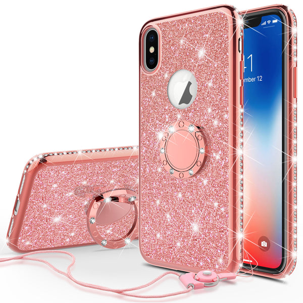 apple iphone x glitter bling fashion case - rose gold - www.coverlabusa.com