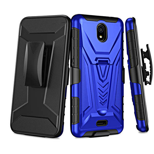 For Nokia C100 Case [Military Grade] Ring Car Mount Kickstand w/[Tempered Glass] Hybrid Hard PC Soft TPU Shockproof Protective Case - Blue