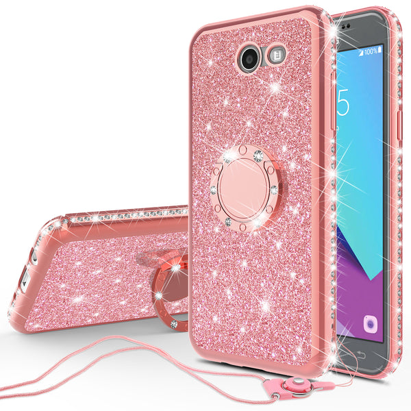 samsung galaxy j7 (2017) glitter bling fashion case - rose gold - www.coverlabusa.com