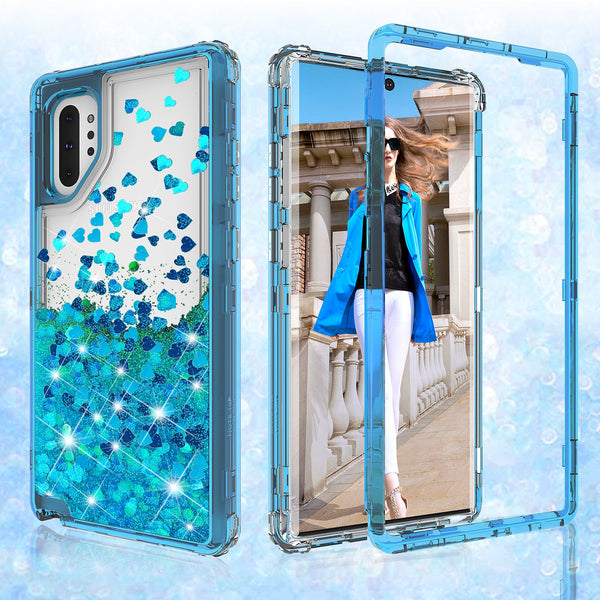 hard clear glitter phone case for samsung galaxy note 10 plus - teal - www.coverlabusa.com 