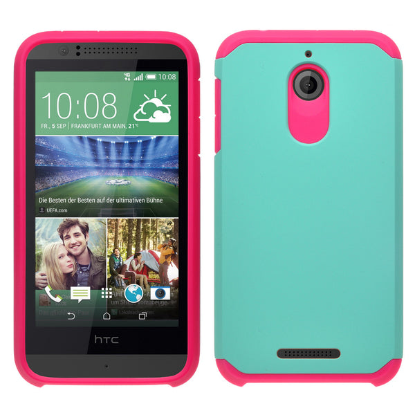 HTC Desire 510 Hybrid Case Cover - Teal / Hot Pink- www.coverlabusa.com 