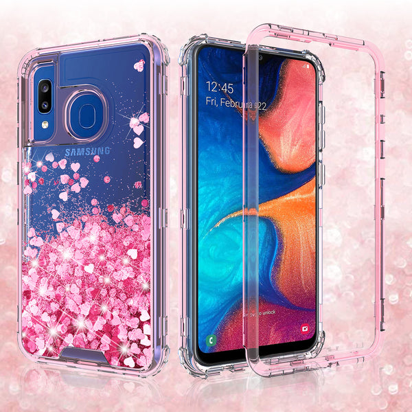 hard clear glitter phone case for samsung galaxy a20 - pink - www.coverlabusa.com 