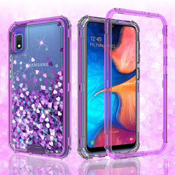 hard clear glitter phone case for samsung galaxy a10e - purple - www.coverlabusa.com 