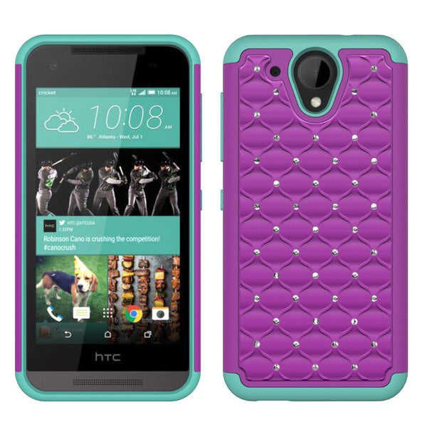 HTC Desire 520 Rhinestone Case - Purple/Teal - www.coverlabusa.com