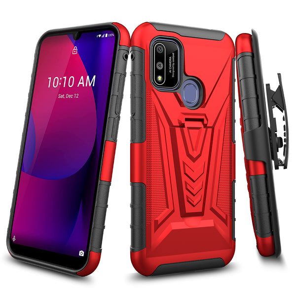 holster kickstand hyhrid phone case for cooplad suva - red - www.coverlabusa.com