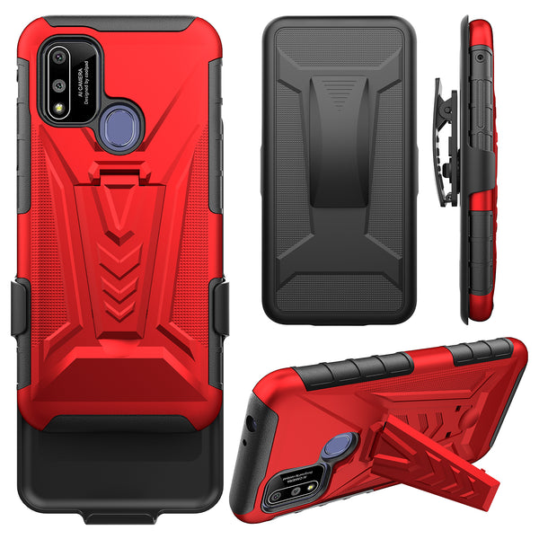 holster kickstand hyhrid phone case for cooplad suva - red - www.coverlabusa.com