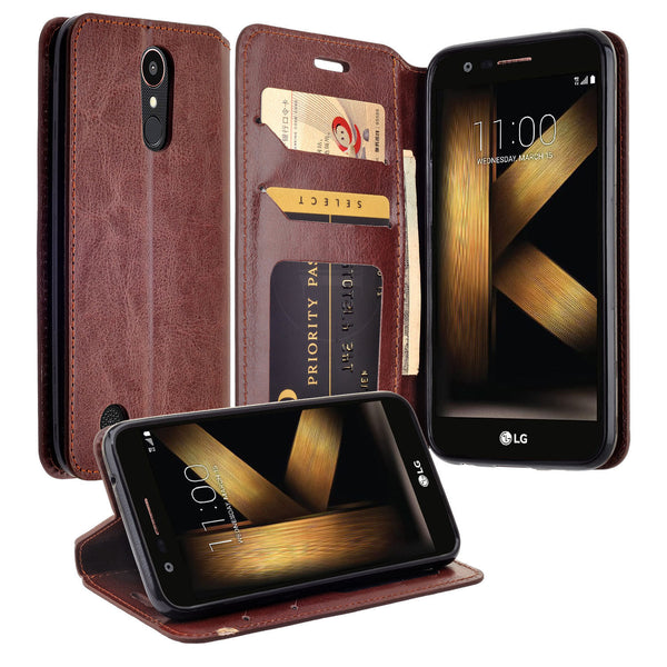 LG K10 (2018) leather wallet case - brown - www.coverlabusa.com