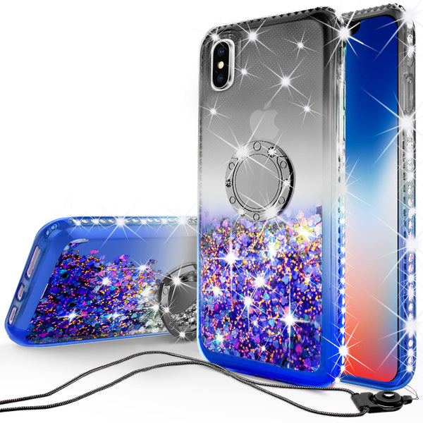 glitter ring phone case for Apple iPhone XS Max - black/blue gradient - www.coverlabusa.com 