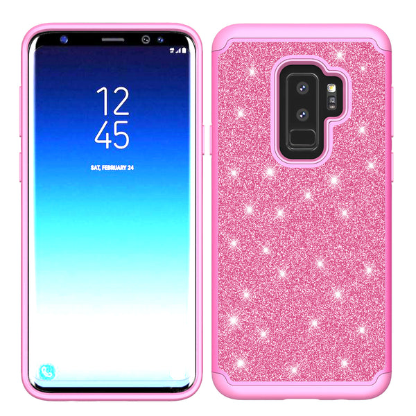 Samsung Galaxy S9 Plus Glitter Hybrid Case - Hot Pink - www.coverlabusa.com
