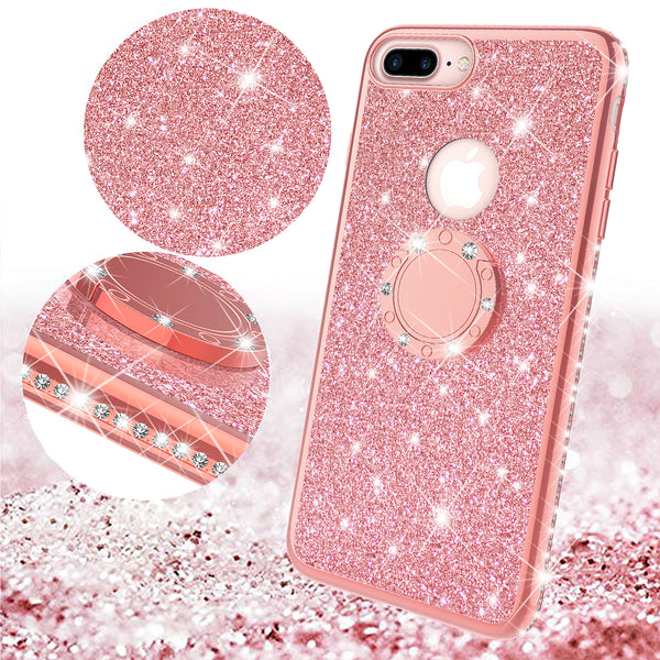 apple iphone 8 plus glitter bling fashion case - rose gold - www.coverlabusa.com