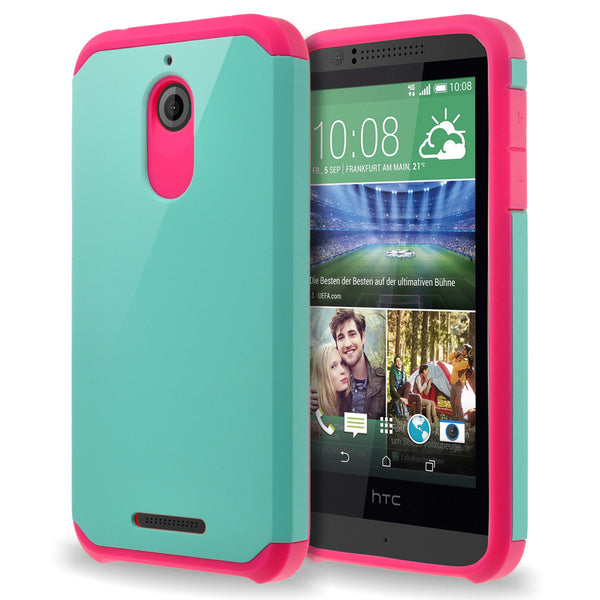HTC Desire 510 Hybrid Case Cover - Teal / Hot Pink- www.coverlabusa.com 