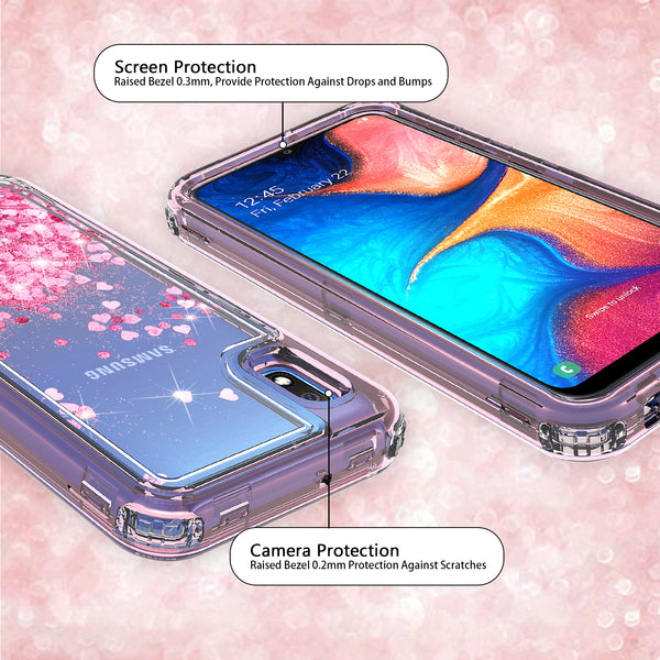 hard clear glitter phone case for samsung galaxy a10e - pink - www.coverlabusa.com 