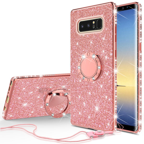 samsung galaxy note 8 glitter bling fashion case - rose gold - www.coverlabusa.com