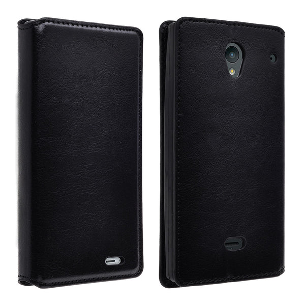 sharp aquos crystal leather wallet case - black - www.coverlabusa.com