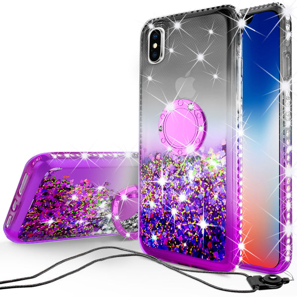 glitter ring phone case for Apple iPhone XS Max - black/purple gradient - www.coverlabusa.com 