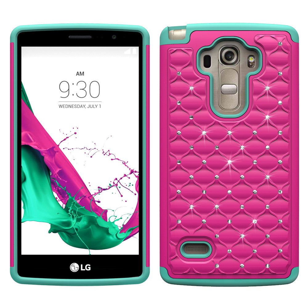 LG G4 Rhinestone Case - HoT Pink/Teal - www.coverlabusa.com