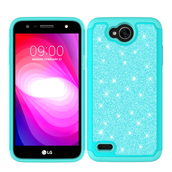 LG X Power 2 Glitter Hybrid Case - Teal - www.coverlabusa.com