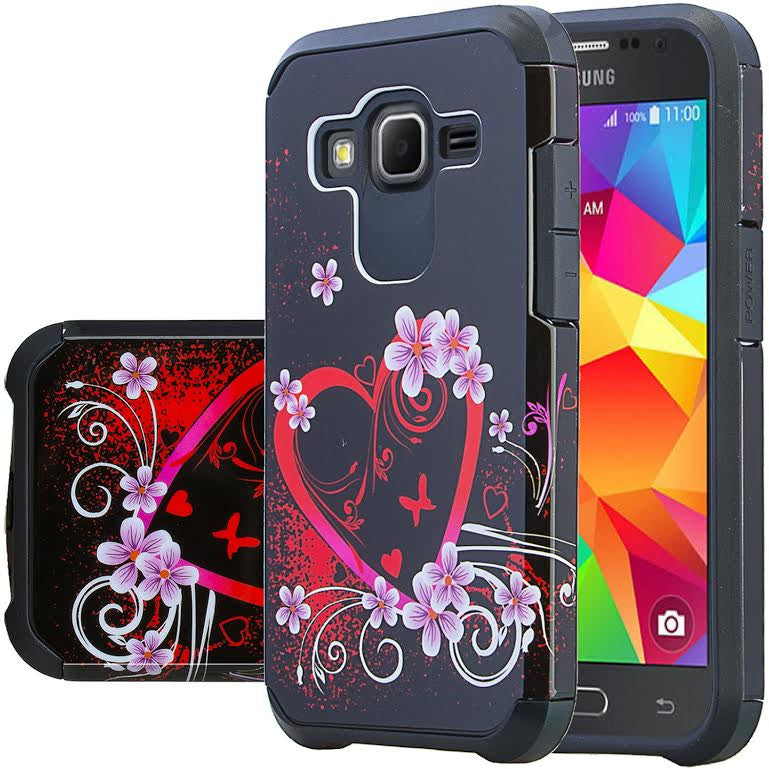 Samsung Core Prime Hybrid Protective Case Cover , WWW.COVERLABUSA.COM hot pink hearts
