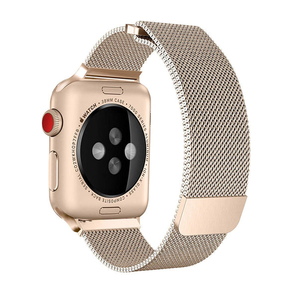 Stainless Steel Mesh Milanese Loop Compatible for Apple Watch Band with Case 42mm, Adjustable Magnetic Closure Replacement Wristband iWatch Band for Apple Watch Series 3 2 1 - Gold