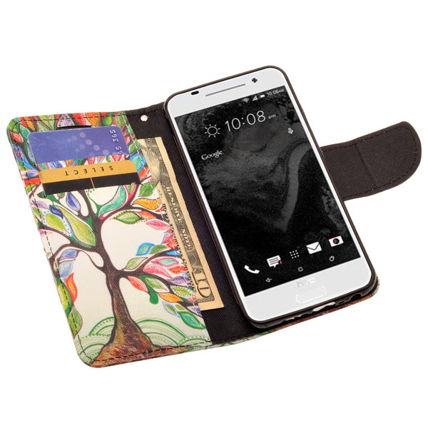 HTC One A9 leather wallet case - colorful tree - www.coverlabusa.com
