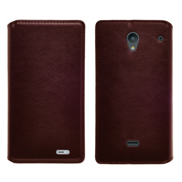 sharp aquos crystal leather wallet case - brown - www.coverlabusa.com