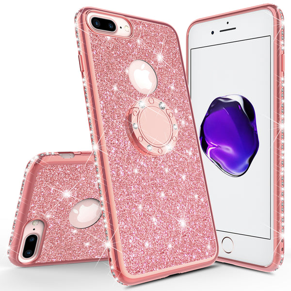 apple iphone 8 glitter bling fashion case - rose gold - www.coverlabusa.com