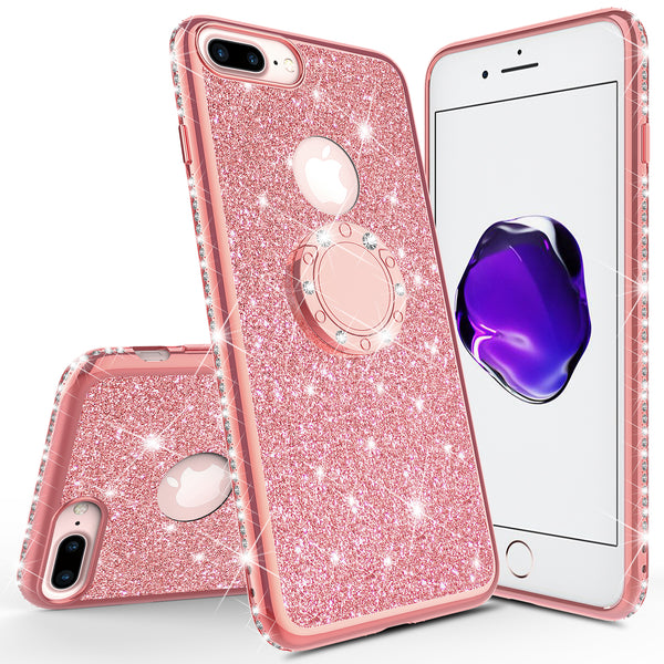 apple iphone 8 plus glitter bling fashion case - rose gold - www.coverlabusa.com