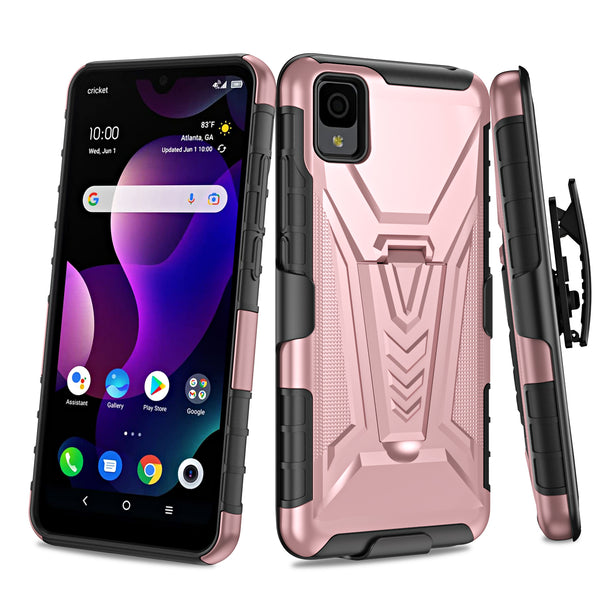holster kickstand hyhrid phone case for tcl 30z/30le - rose gold - www.coverlabusa.com
