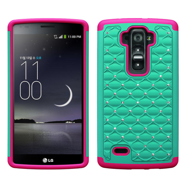 LG G Flex 2 Rhinestone Case - Teal/Hot Pink - www.coverlabusa.com