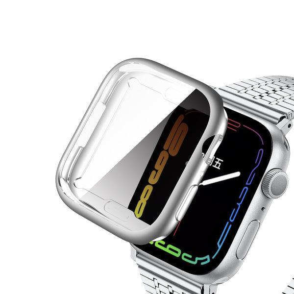 Apple Watch iWatch Series 7 Full Soft Slim Case 41mm Cover Frame Protective TPU Soft - 45mm - Silver - www.coverlabusa.com