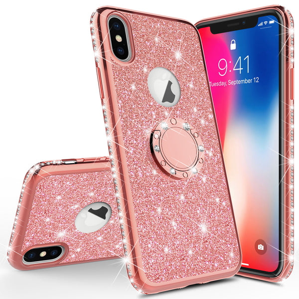 apple iphone x glitter bling fashion case - rose gold - www.coverlabusa.com