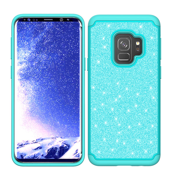 Samsung Galaxy S9 Glitter Hybrid Case - Teal - www.coverlabusa.com