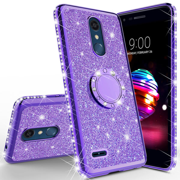 lg k10 2018 glitter bling fashion case - purple - www.coverlabusa.com