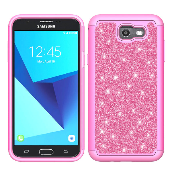 Samsung Galaxy J7 2017 Glitter Hybrid Case - Hot Pink - www.coverlabusa.com