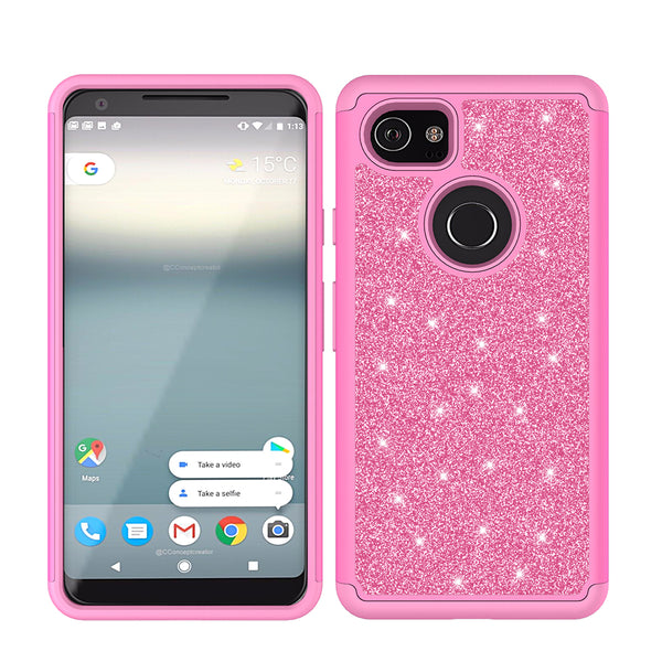 Google Pixel 2 XL Glitter Hybrid Case - Hot Pink - www.coverlabusa.com