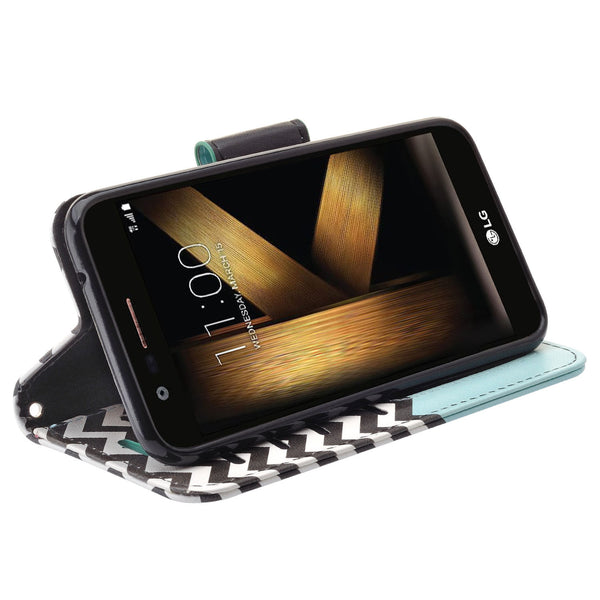 LG K20 V Case, K20 Plus leather wallet case - teal anchor - www.coverlabusa.com