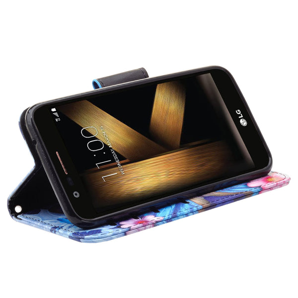 LG K20 V Case, K20 Plus leather wallet case - butterfly blue - www.coverlabusa.com