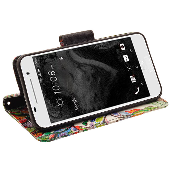HTC One A9 leather wallet case - colorful tree - www.coverlabusa.com