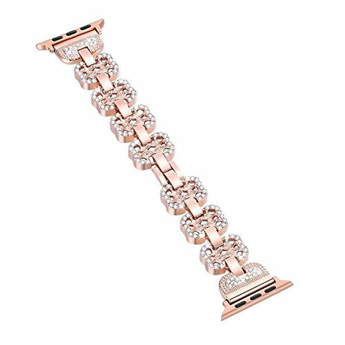 Bling Bands for Apple Watch Band 38mm Women Stainless Steel Metal - Rose Gold - www.coverlabusa.com