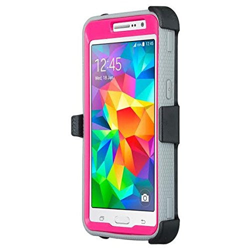 Samsung Galaxy J7 Case, [Shock Proof Series] Heavy Duty Belt Clip Holster For Galaxy J7, Full Body Coverage with Built In Screen Protector / Rugged Double Layer Protection, Hot Pink/Grey, WWW.COVERLABUSA.COM