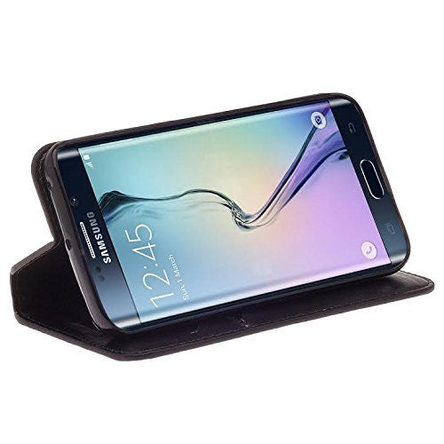 samsung galaxy S6 Edge magnetic flip fold wallet case - Black - www.coverlabusa.com