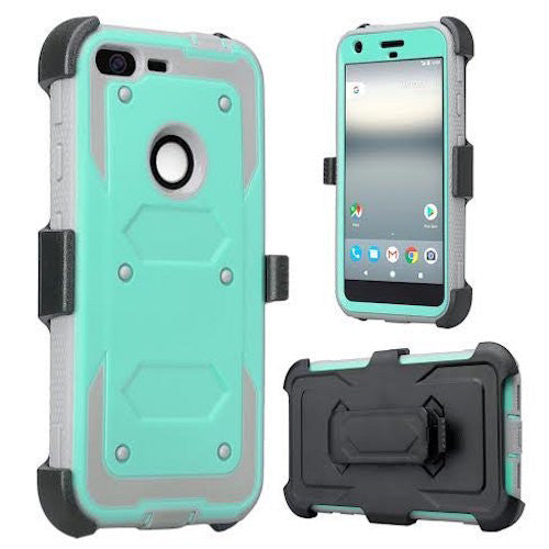 google pixel xl shockproof armor holster shell combo - teal - www.coverlabusa.com
